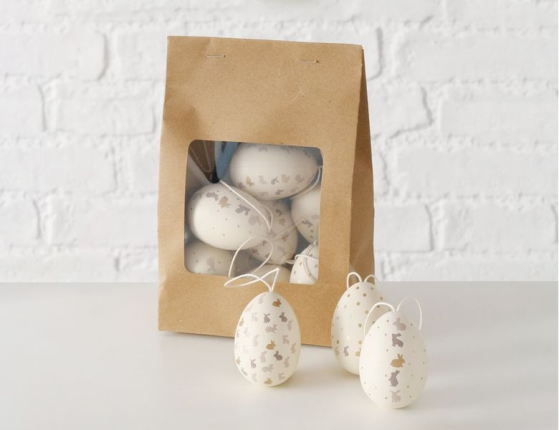 Декоративные пасхальные яйца К ПАСХЕ, пластик, 6 см, 12 шт.