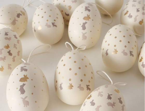 Декоративные пасхальные яйца К ПАСХЕ, пластик, 6 см, 12 шт.