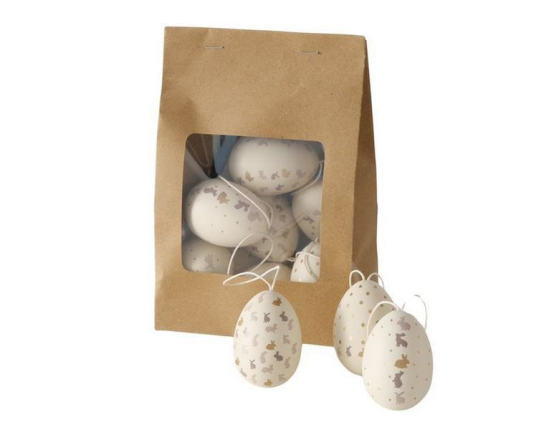 Декоративные пасхальные яйца К ПАСХЕ, пластик, 6 см, 12 шт.