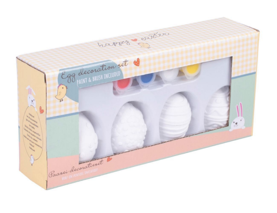 Пасхальный набор для творчества КРАШЕНКИ-РАСКРАСКИ, пластик, 4 шт., 4 краски, кисточка