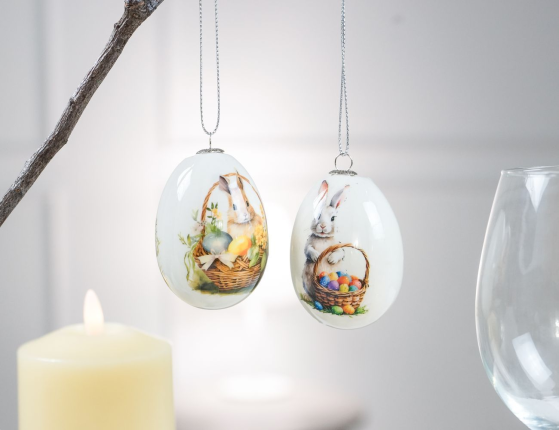 Декоративные пасхальные яйца КРОЛИКИ - МИЛЫЕ УШАСТИКИ, 7 см, 2 шт.