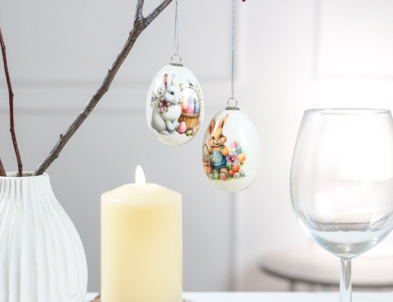 Декоративные пасхальные яйца КРОЛИКИ - УШАСТЫЕ ДРУЗЬЯ, 7 см, 2 шт.