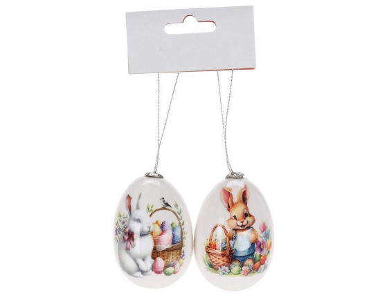 Декоративные пасхальные яйца КРОЛИКИ - УШАСТЫЕ ДРУЗЬЯ, 7 см, 2 шт.