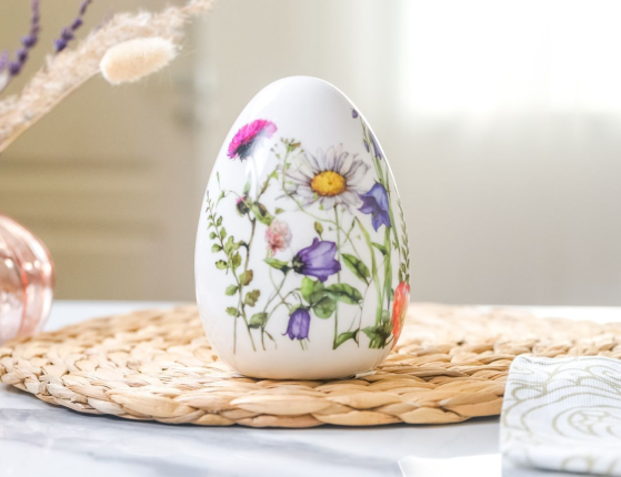 Декоративная фигура - пасхальное яйцо ПОРА ЦВЕТЕНИЯ с ромашками малое, керамика, 12х9 см