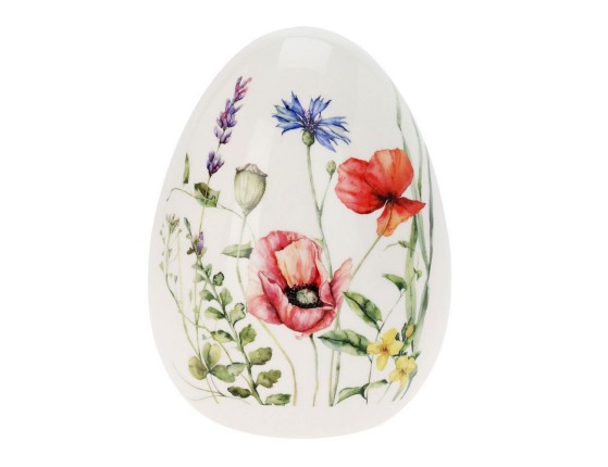 Декоративная фигура - пасхальное яйцо ПОРА ЦВЕТЕНИЯ с маками, керамика, 18х14 см
