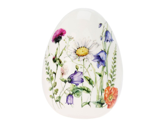 Декоративная фигура - пасхальное яйцо ПОРА ЦВЕТЕНИЯ с ромашками малое, керамика, 18х14 см