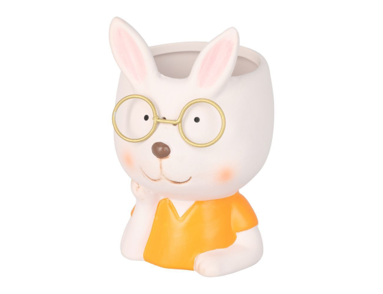 Декоративное кашпо ЗАЙКА ЗНАЙКА в оранжевом свитере, керамика, 12х8 см