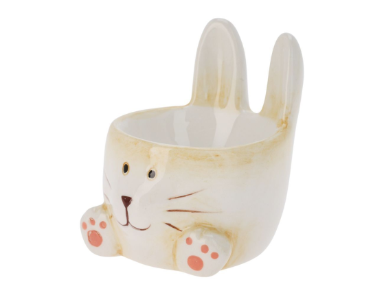 Подставка для яйца КРОЛИК ТОБИК, керамика, кремовая с оранжевым, 7х6 см