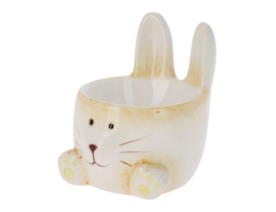 Подставка для яйца КРОЛИК ТОБИК, керамика, кремовая с жёлтым, 7х6 см