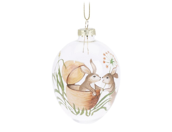 Декоративные пасхальные яйца ВЕСЕННИЕ ЗАЙЧАТА, стекло, 6 см, 6 шт.