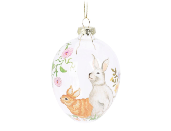 Декоративные пасхальные яйца ВЕСЕННИЕ ЗАЙЧАТА, стекло, 6 см, 6 шт.