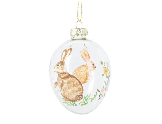 Декоративные пасхальные яйца ВЕСЕННИЕ ЗАЙЧАТА, стекло, 8 см, 3 шт.