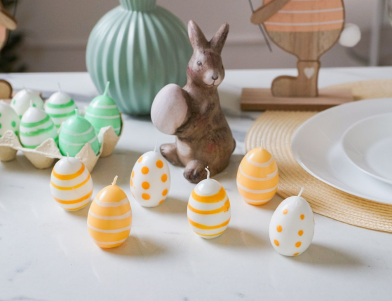 Набор пасхальных свечей ПАСХАЛЬНЫЕ МОТИВЫ, жёлтый, 6 см, 6 шт.