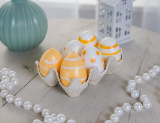 Набор пасхальных свечей ПАСХАЛЬНЫЕ МОТИВЫ, жёлтый, 6 см, 6 шт.