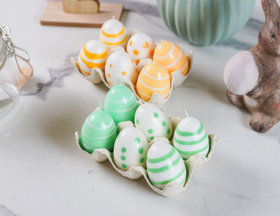 Набор пасхальных свечей ПАСХАЛЬНЫЕ МОТИВЫ, жёлтый, 6 см, 6 шт.