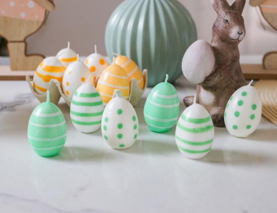 Набор пасхальных свечей ПАСХАЛЬНЫЕ МОТИВЫ, зелёный, 6 см, 6 шт.