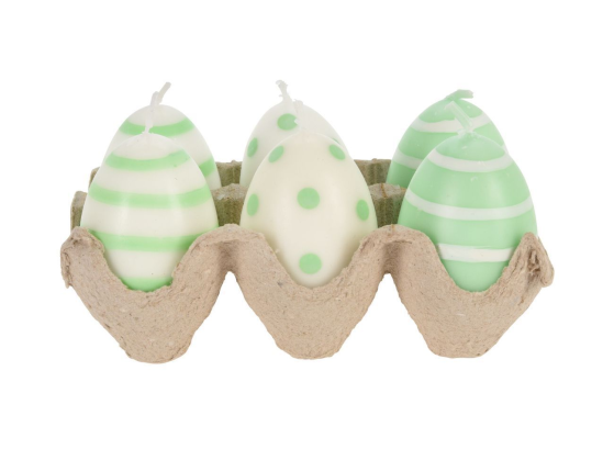 Набор пасхальных свечей ПАСХАЛЬНЫЕ МОТИВЫ, зелёный, 6 см, 6 шт.