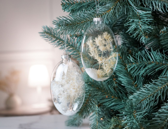 Набор ёлочных украшений ЛЕТНЯЯ ВОЗДУШНОСТЬ, стекло, сухоцветы, 10 см, 2 шт.