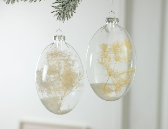 Набор ёлочных украшений ЛЕТНЯЯ ВОЗДУШНОСТЬ, стекло, сухоцветы, 10 см, 2 шт.