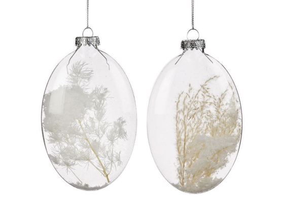 Набор ёлочных украшений ЛЕТНЯЯ ВОЗДУШНОСТЬ, стекло, сухоцветы, 10 см, 2 шт.