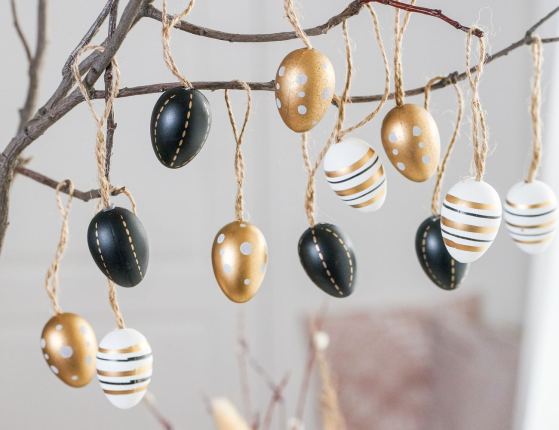 Набор декоративных яиц ПАСХАЛЬНЫЕ МОТИВЫ, пластик, 4 см, 12 шт.