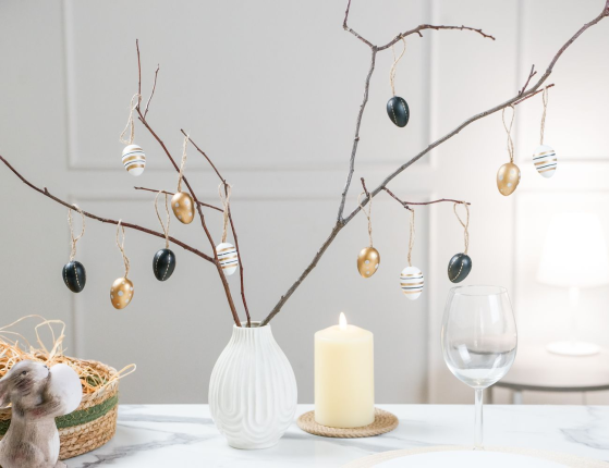 Набор декоративных яиц ПАСХАЛЬНЫЕ МОТИВЫ, пластик, 4 см, 12 шт.