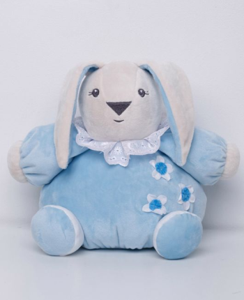Зайчик-погремушка Малыш голубой, 24 см