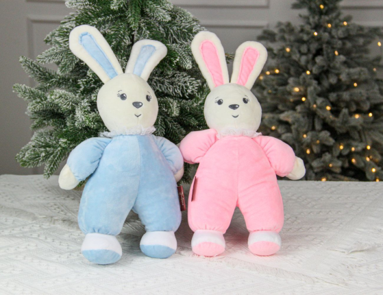 Зайчик-погремушка Малыш розовый