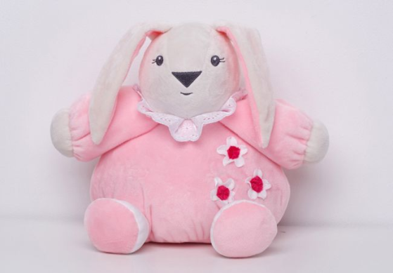 Зайчик-погремушка Малыш розовый