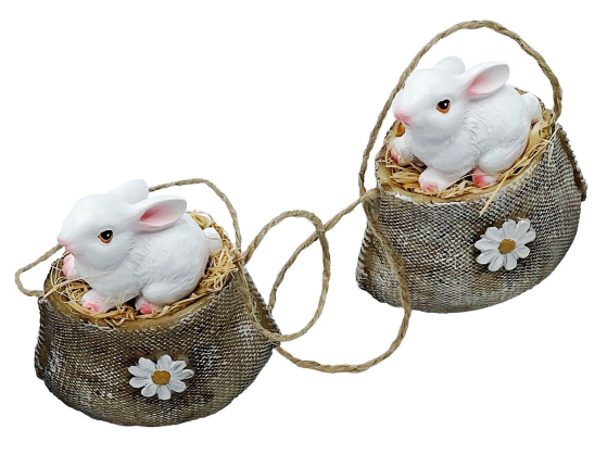 Елочная игрушка КРОЛЬЧОНОК В СУМОЧКЕ, полистоун, 9 см