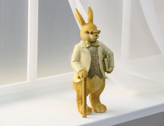 Декоративная фигура КРОЛИК-ДЖЕНТЛЬМЕН, полистоун, 19 см