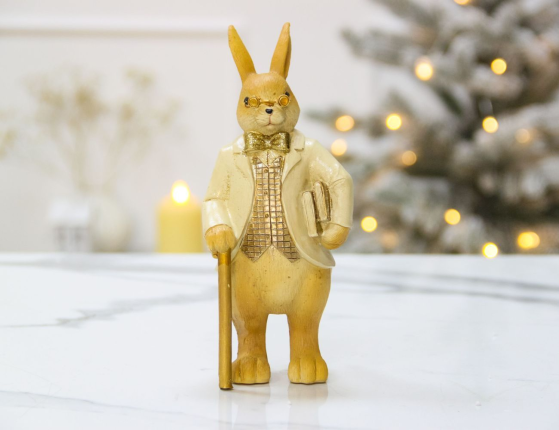 Декоративная фигура КРОЛИК-ДЖЕНТЛЬМЕН, полистоун, 19 см