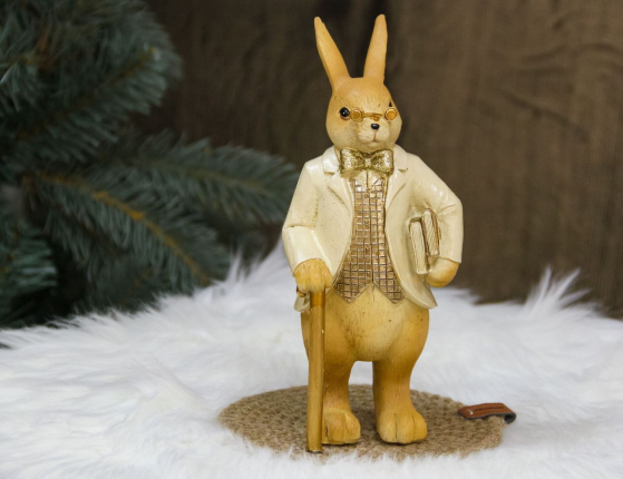 Декоративная фигура КРОЛИК-ДЖЕНТЛЬМЕН, полистоун, 19 см