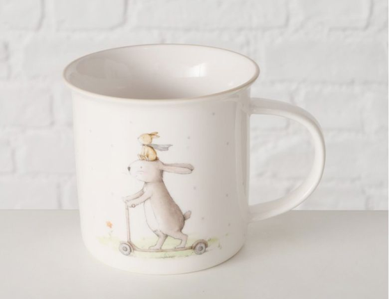 Кружка ЗАЯЧЬИ ЗАБАВЫ: НА САМОКАТЕ, фарфор, 370 мл