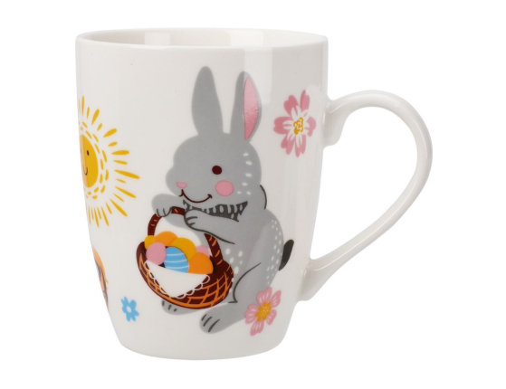 Керамическая чашка КРОЛЬЧОНОК С ПАСХАЛЬНОЙ КОРЗИНКОЙ, 340 мл