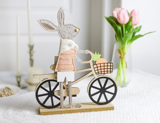 Декоративная фигура ЗАЙЧИК МЭТТИ НА ВЕЛОСИПЕДЕ, дерево, 32х26 см
