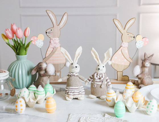 Набор декоративных фигур ЗАЙКИ ХОЛЛИ И ХОУП, текстиль, 22 см, 2 шт.