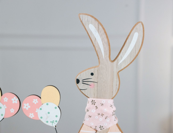 Набор декоративных фигур КРОЛИКИ ХЕППИ И ХАРМИ, дерево, 31 см, 2 шт.