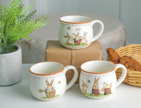 Кружка ЗАЙКА В КОРЗИНКЕ, фарфор, 180 мл