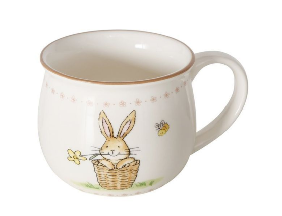 Кружка ЗАЙКА В КОРЗИНКЕ, фарфор, 180 мл