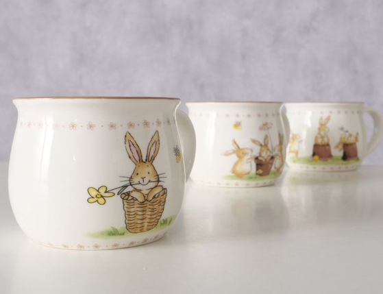 Кружка ЗАЙКИ С РОМАШКОЙ, фарфор, 180 мл