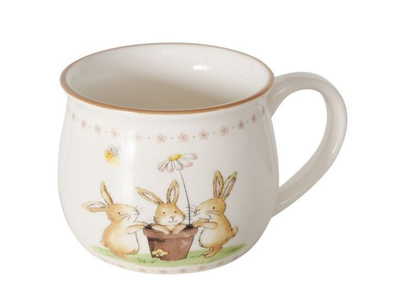 Кружка ЗАЙКИ С РОМАШКОЙ, фарфор, 180 мл