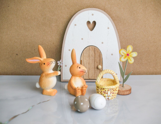 Набор декоративных фигур ПАСХА НА ПОЛЯНКЕ, дерево, пластик, металл, 25х17 см