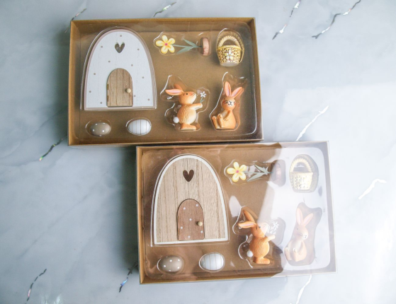 Набор декоративных фигур ПАСХА НА ПОЛЯНКЕ, дерево, пластик, металл, 25х17 см