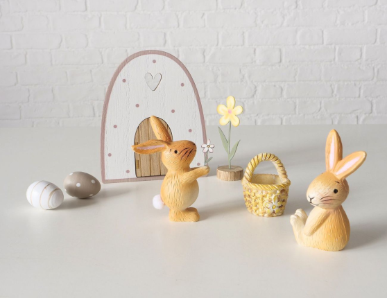 Набор декоративных фигур ПАСХА НА ПОЛЯНКЕ, дерево, пластик, металл, 25х17 см