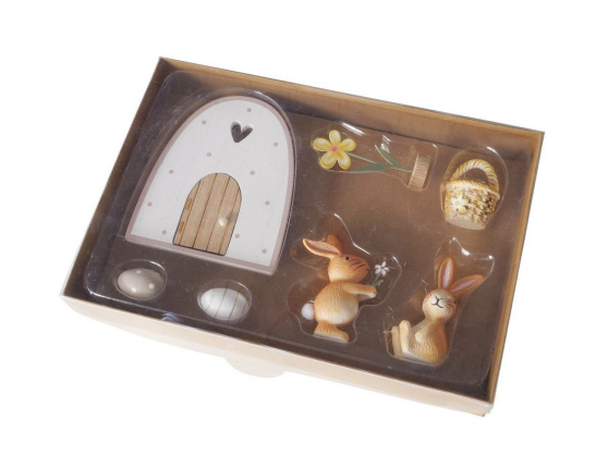 Набор декоративных фигур ПАСХА НА ПОЛЯНКЕ, дерево, пластик, металл, 25х17 см