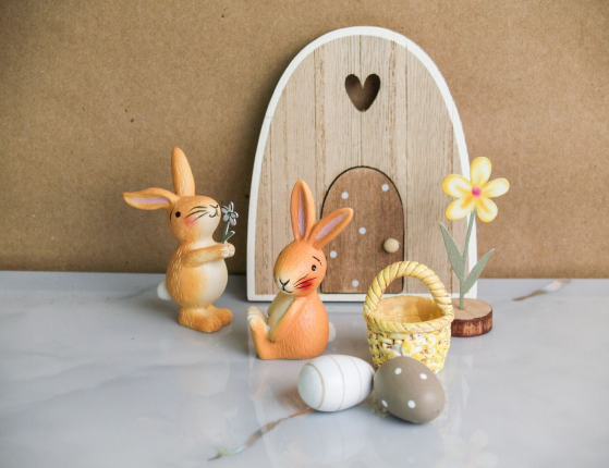 Набор декоративных фигур ПАСХА НА ЛУЖАЙКЕ, дерево, пластик, металл, 25х17 см