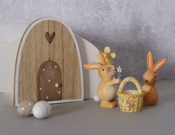 Набор декоративных фигур ПАСХА НА ЛУЖАЙКЕ, дерево, пластик, металл, 25х17 см