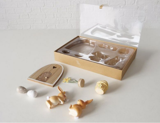 Набор декоративных фигур ПАСХА НА ЛУЖАЙКЕ, дерево, пластик, металл, 25х17 см