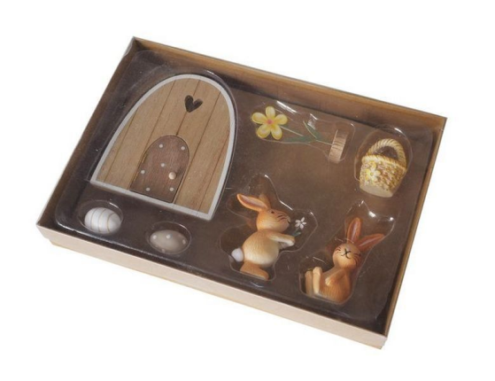 Набор декоративных фигур ПАСХА НА ЛУЖАЙКЕ, дерево, пластик, металл, 25х17 см